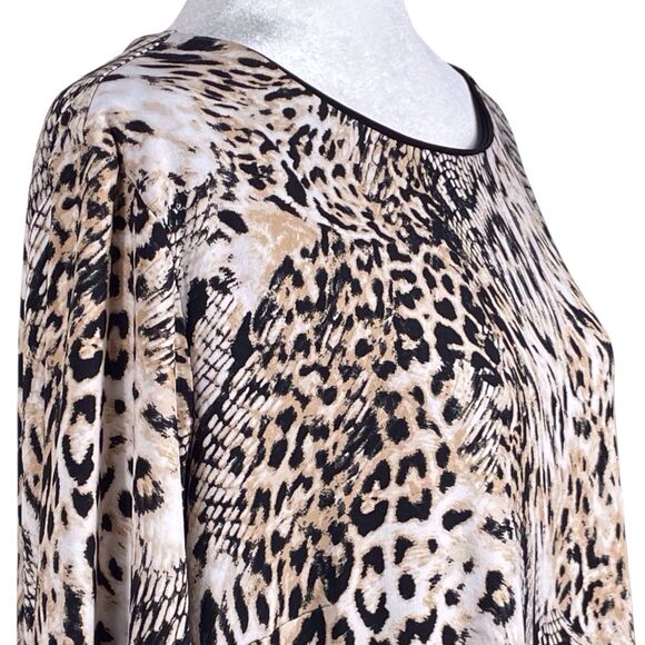 CHICO’S Animal Print Shift Dress Size 3 XL 16/18 Brown 3/4 Sleeve Lined EUC - Picture 7 of 13